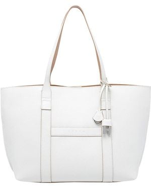 Hogan Medium Script Shopping Bag - White