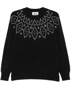 Alpha Studio Maglione Girocollo Con Motivo Geometrico - Nero