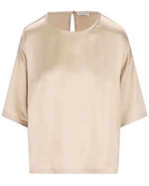 Brunello Cucinelli Silk Elastan Blouse - Natural