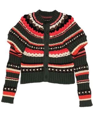 Sacai Mix Knit Cardigan - Red