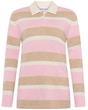 EMERSON RENALDI Polo-Neck Striped Jumper - Pink