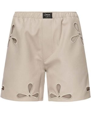 Coperni Petal-Embroidered Cut-Out Shorts - Natural