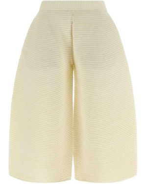 Issey Miyake Corrugated Knit Trousers - Natural