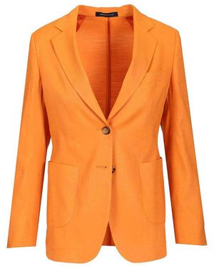 Sartoria Latorre Single-Breasted Linen Blend Blazer - Orange