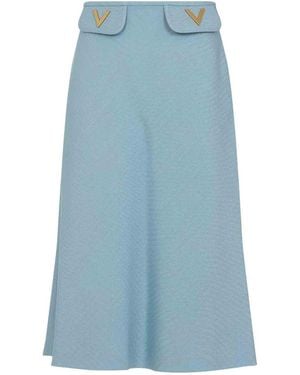 Valentino Viscose Midi Skirt - Blue