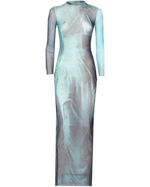 Jean Paul Gaultier Mesh Long Dress - Blue