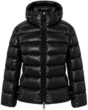 Herno Glossy Cropped Down Jacket With A Hood - Black