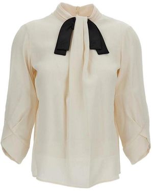 Elisabetta Franchi Soft Blouse With Neck Bow - White