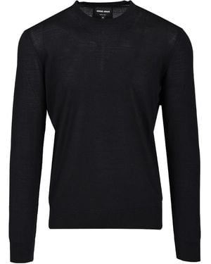 Giorgio Armani Crew Neck Wool Jumper - Black