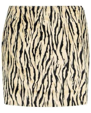 ROTATE BIRGER CHRISTENSEN Printed Faux Fur Skirt - Black