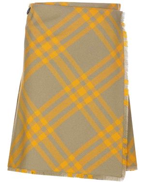 Burberry Check Kilt Skirt - Yellow