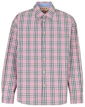 Marni Checked-Pattern Long-Sleeve Shirt - Pink
