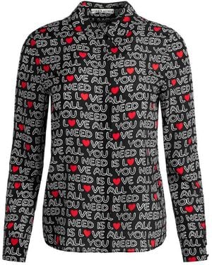Alice + Olivia X The Beatles Willa Printed Silk Shirt - Black
