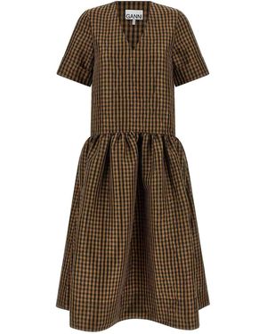 Ganni Taffet Dress - Brown