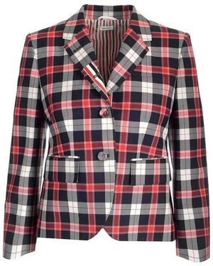 Thom Browne Tartan Buttoned Blazer - Red