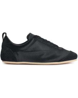 Jil Sander Etage Satin Sneakers With Suede Trim - Black