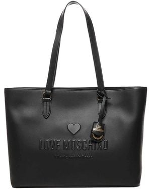 Love Moschino Love Embossed Tote Bag - Black