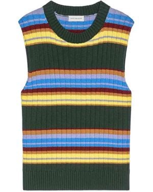 Dries Van Noten Striped Sleeveless Sweater - Yellow