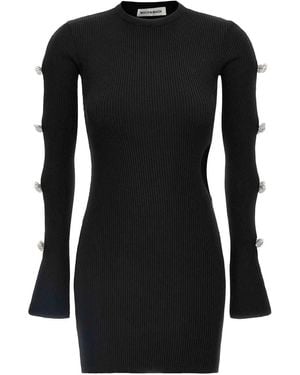Mach & Mach Cut-Out Crystal Bow Dress - Black