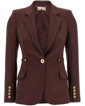 Elisabetta Franchi Jewel Strap Blazer - Brown