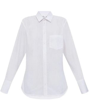 Victoria Beckham Cotton Shirt With Unique Belt Detail - White