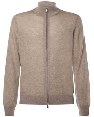 Giuliano Galiano Wool Zip-Up Jacket - Brown