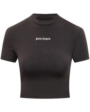 Palm Angels Cropped T-Shirt - Black