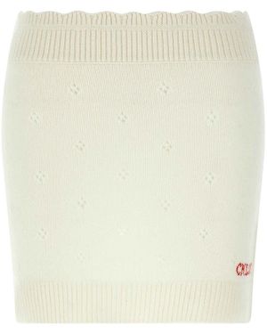 Chloé Wool And Cashmere Knitted Mini Skirt - Natural