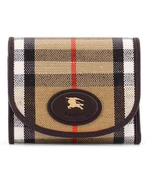 Burberry Highlands Compact Wallet With Leather Inserts - White