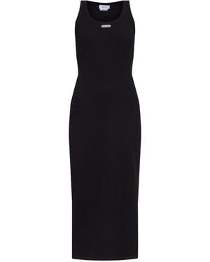 McQueen Placket Sleeveless Midi Dress - Black