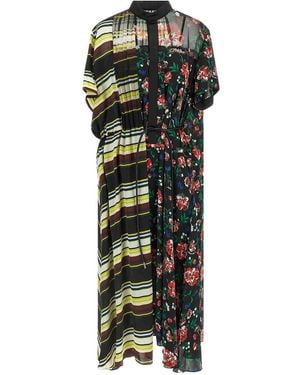 Sacai Pattern Mix Dress - Green