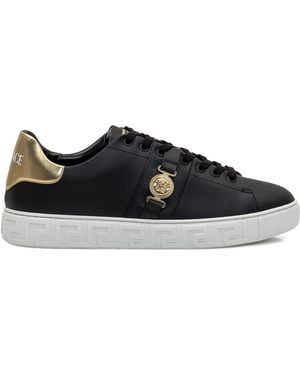 Versace Leather Sports Shoes - Black