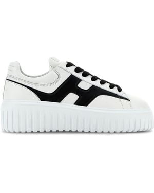 Hogan Smooth Leather H Stripes Platforms - White