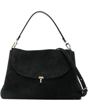 TOTEME T-Lock Suede Satchel Bag - Black