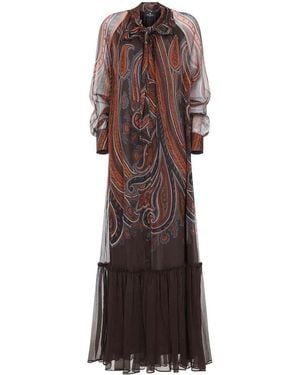 Etro Silk Long Dress - Brown