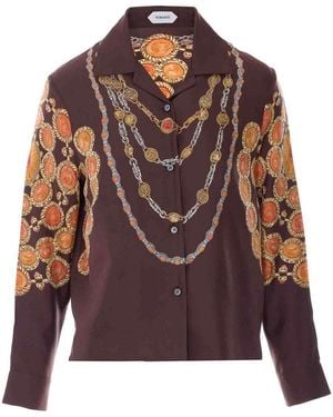 Versace Printed Silk Twill Shirt - Brown