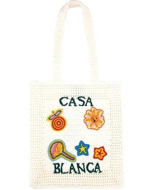 CASABLANCA Large Crochet Bag - White