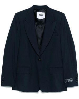 MSGM Single-Breasted Wool Blazer - Blue