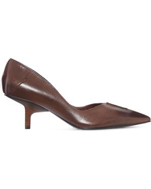Capasa Low-Heel Leather Court Shoes - Brown