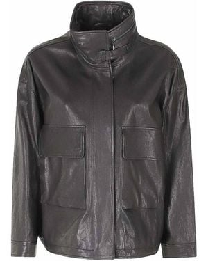 Emporio Armani Leather Blouson Jacket - Black