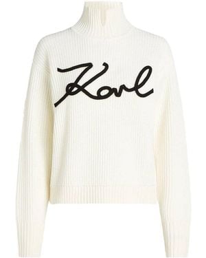 KARL LAGERFELD Soutache Signature Chunky Knit - White