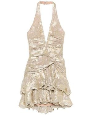PATBO Lurex Plunge Mini Dress - White