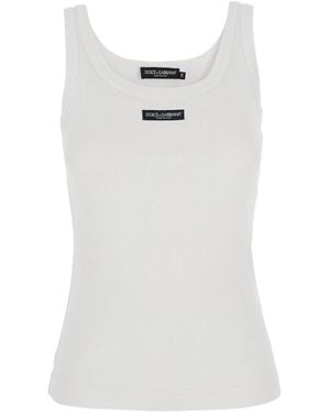 Dolce & Gabbana Logo Cotton Tank Top - White
