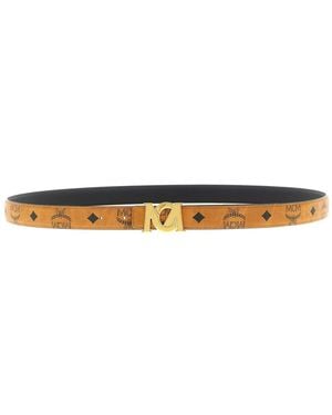 MCM Buckle Belt Logo - White