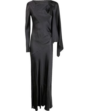 Alberta Ferretti Satin Long Dress - Black