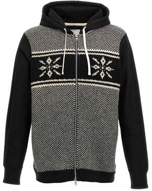 Junya Watanabe Jacquard Insert Hoodie - Gray