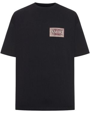 Amiri Crew Neck Cotton T-Shirt With Print - Black