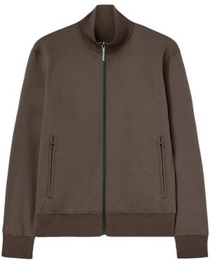 Palm Angels Chocolate Jacket With Roll Neck And Logo Detail - Brown