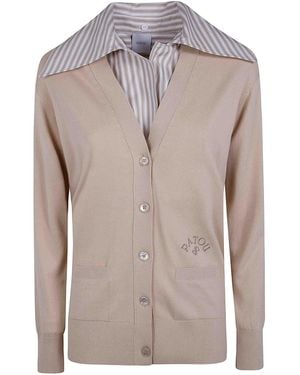 Patou Mix Popeline Collar Cardigan - Gray