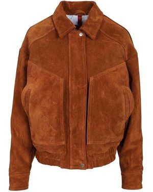 Blusotto Daniela Oversized Suede Bomber - Brown